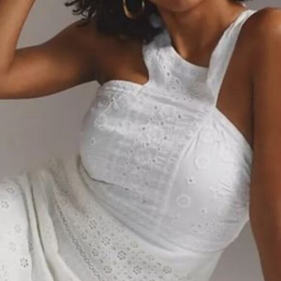 Maeve by Anthropologie Eyelet Halter Mini Dress Size: 8 - Picture 2 of 4